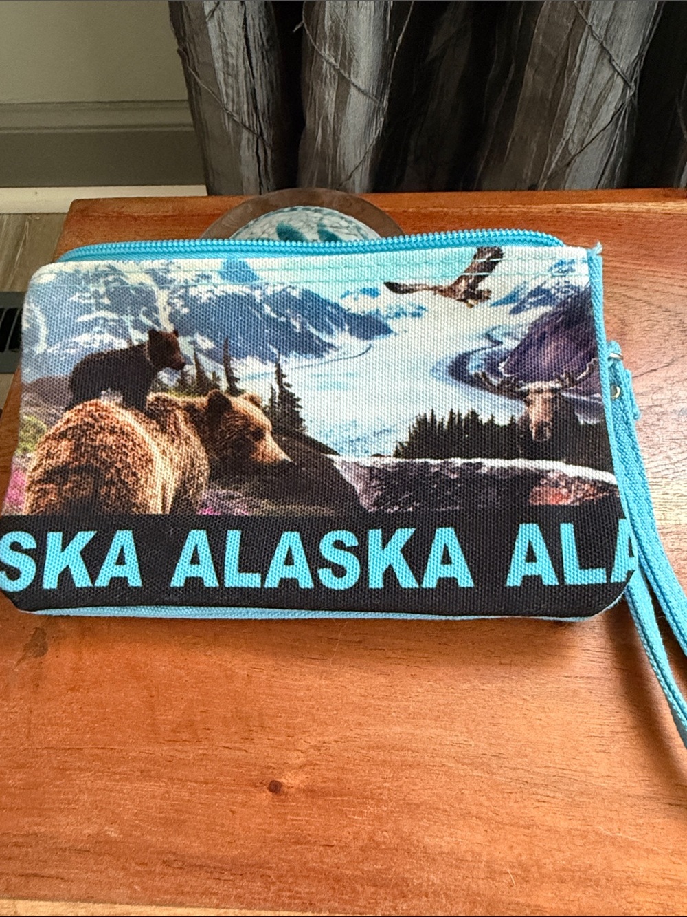 Robin Ruth Turquoise Alaska Bear Print Wristlet